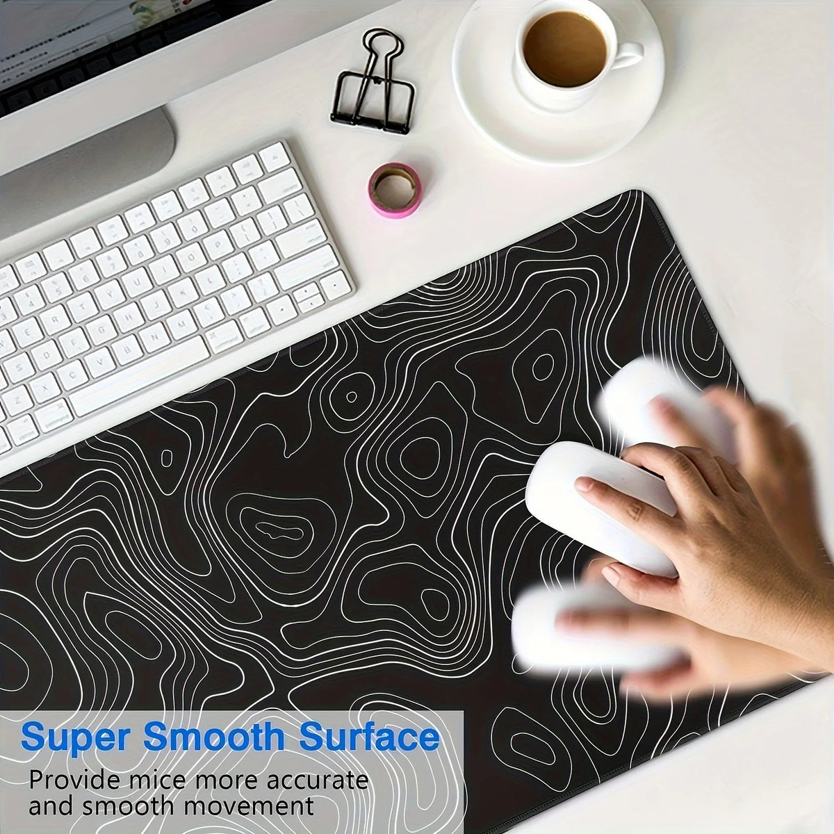 Large Gaming Mouse Pads with Stitched Edges and Non-Slip Rubber Base