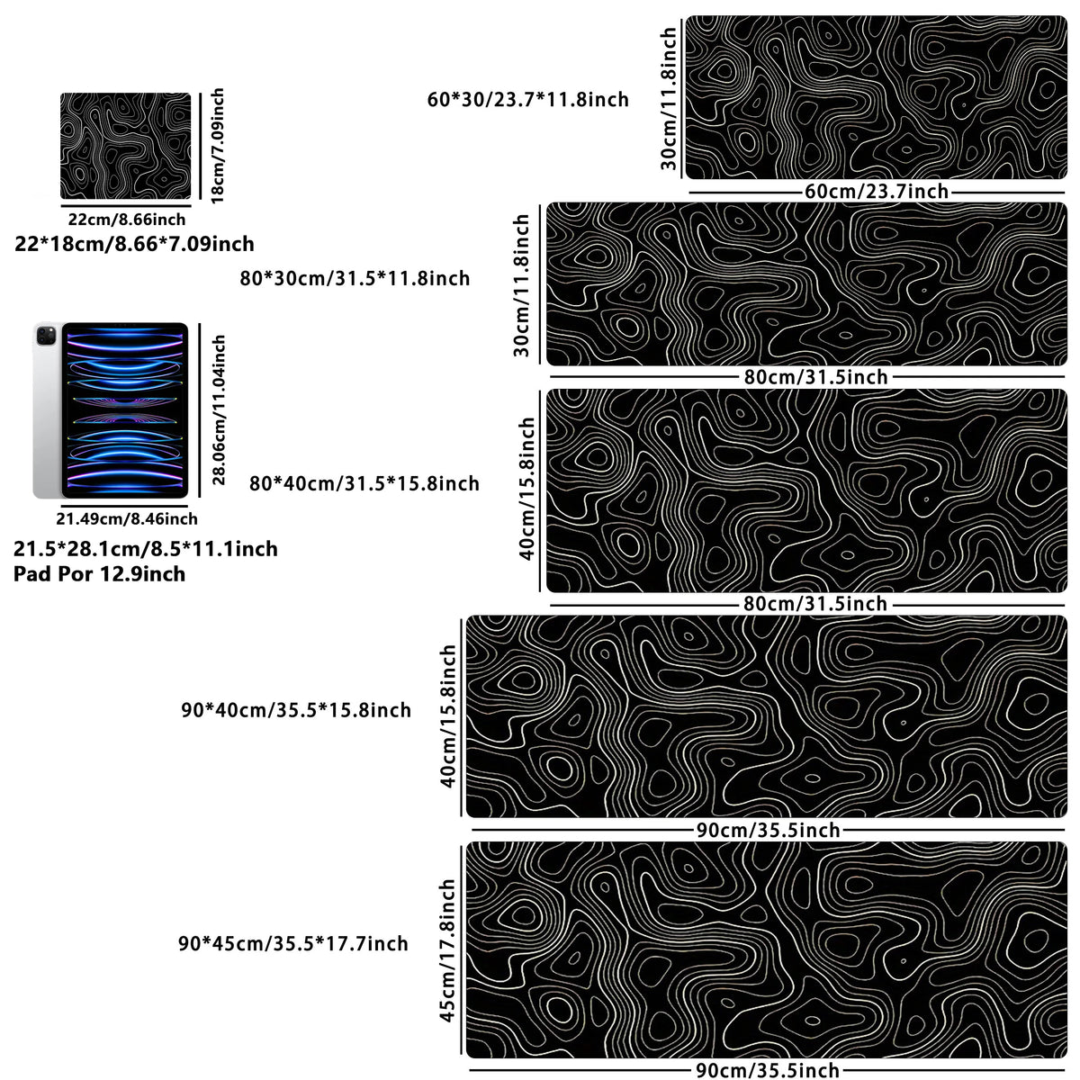 Large Gaming Mouse Pads with Stitched Edges and Non-Slip Rubber Base