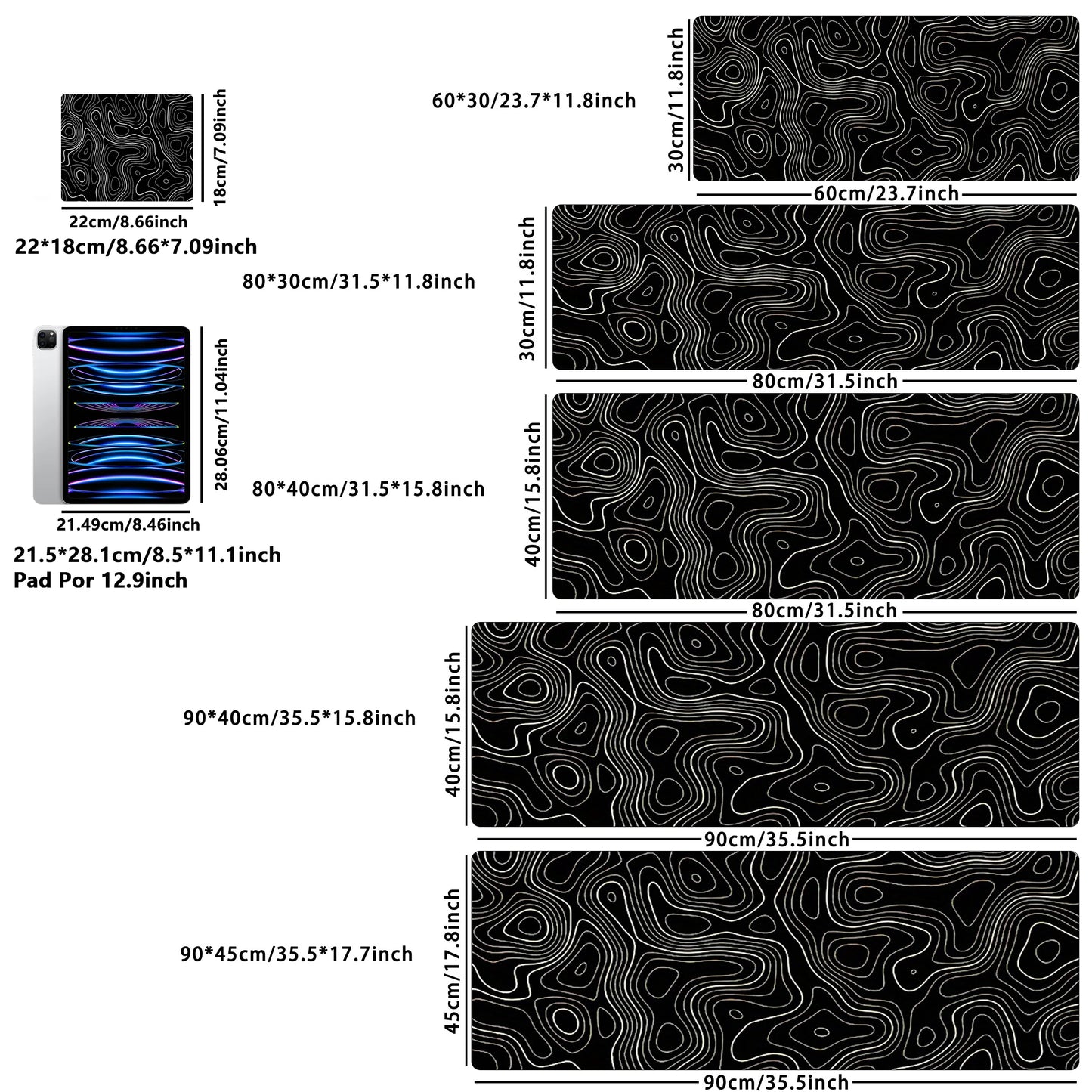 Large Gaming Mouse Pads with Stitched Edges and Non-Slip Rubber Base
