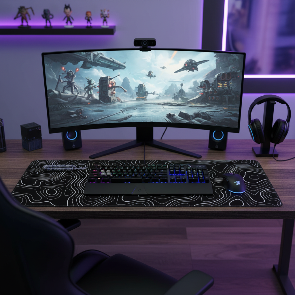 Large Gaming Mouse Pads with Stitched Edges and Non-Slip Rubber Base